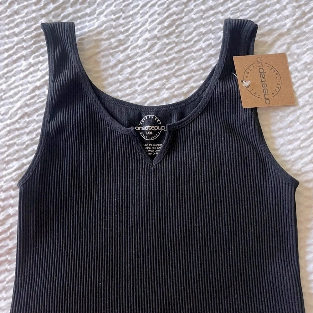 One Step Up Vintage Style Crop Top Juniors Black Size L/XL